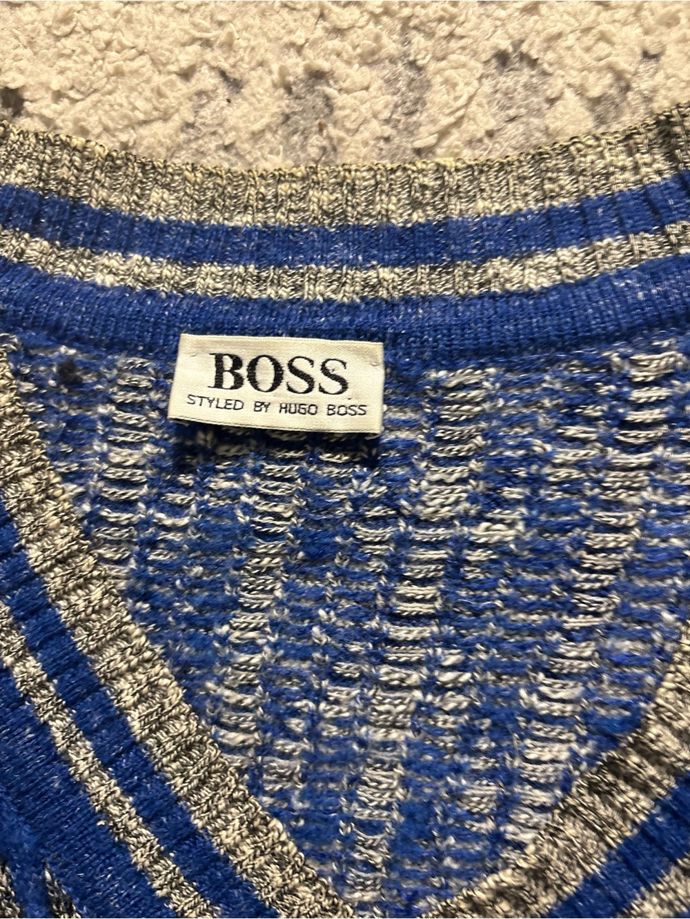 Boss Hugo Boss dope blue gray patterned unique sweater size 42/L - Picture 3 of 7